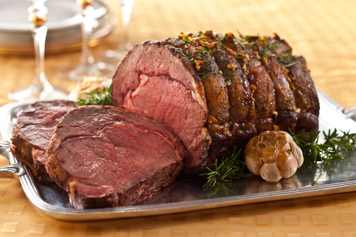 Prime Rib medium rare cooked with delicious and seducing meat for taste