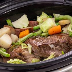 delicious beef stew cooking in the crockpot with vegetables, Does Roast Need To Be Submerged In The Crock Pot?