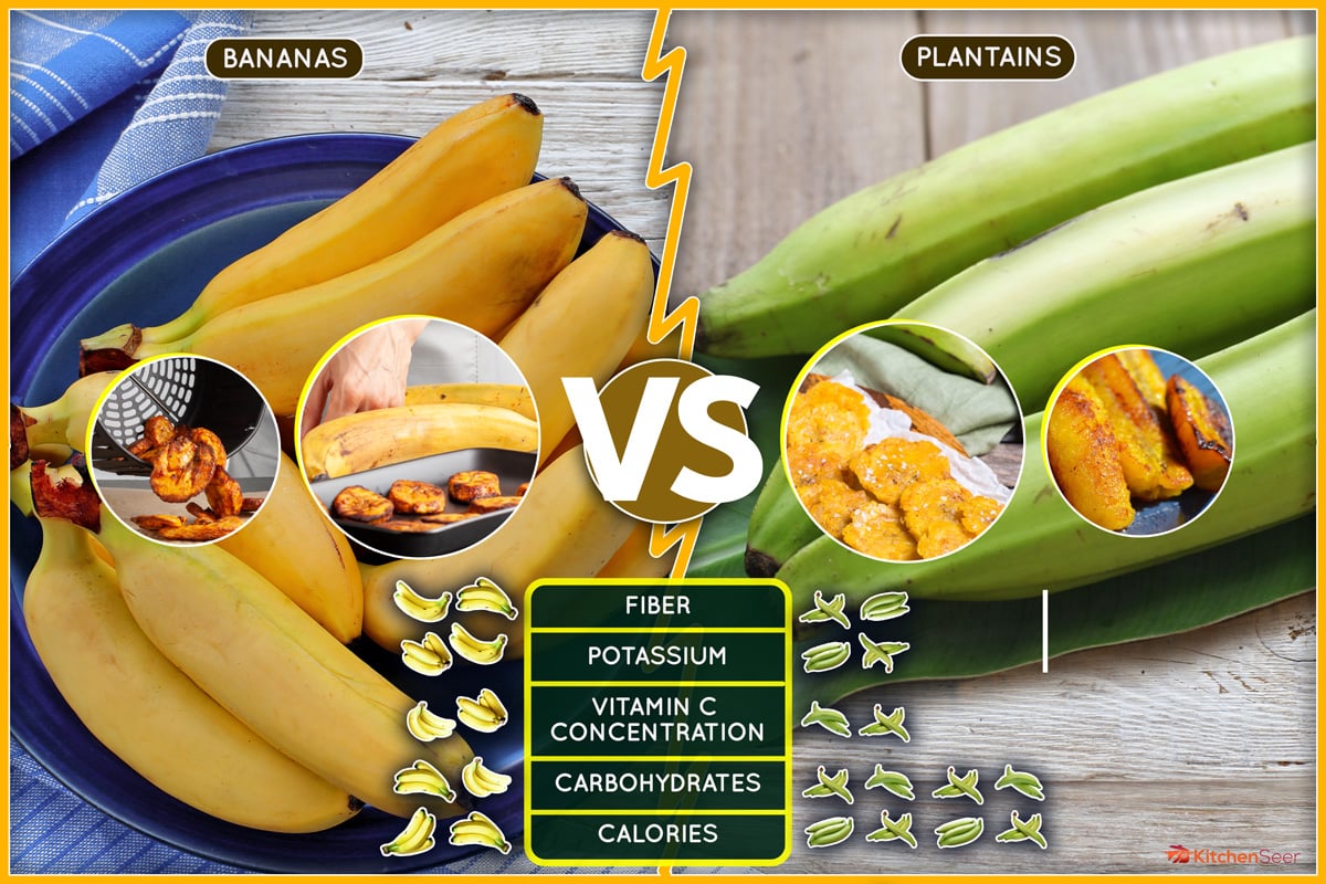 A collage of a banana and a plantain, Can You Cook Bananas Like Plantains?