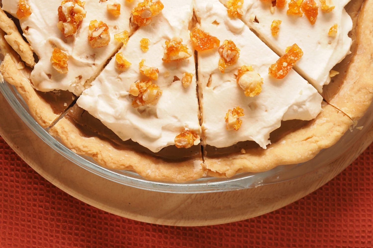 Butterscotch Cream Pie with caramel on topping 