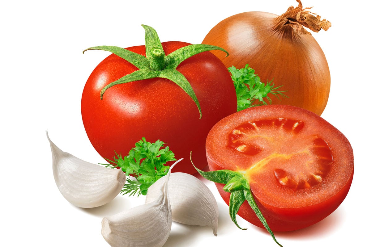 Fresh Tomato, onion and garlic