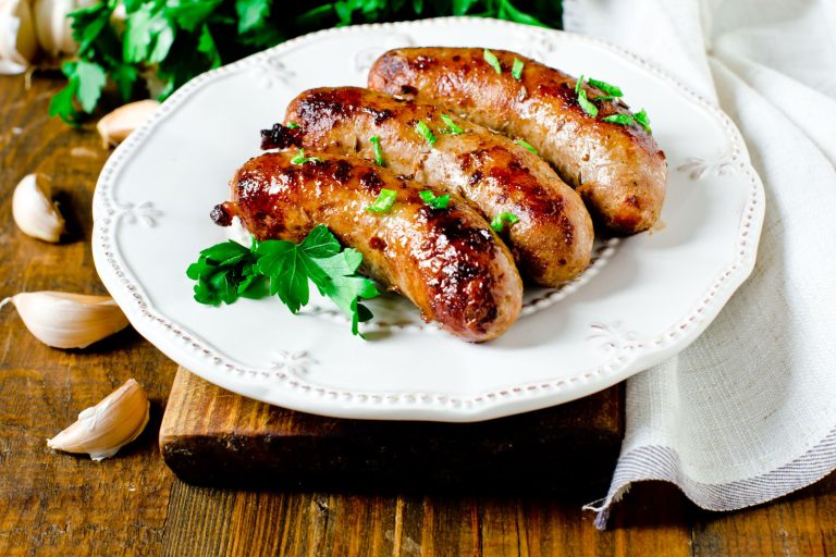 Homemade sausages from turkey (chicken) fried in a frying pan, Does Turkey Sausage Have Pork