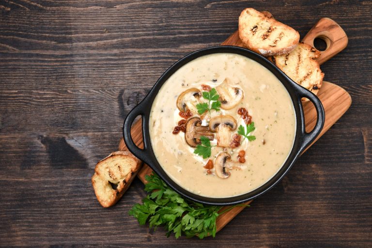 Mushroom champignon soup with bread and fresh mushrooms, How To Make Hello Fresh Cream Sauce [Quickly & Easily]