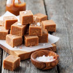 Salted caramel pieces and sea salt. Golden Butterscotch toffee caramels, Does Butterscotch Have Dairy? [With Ways To Make It Vegan]