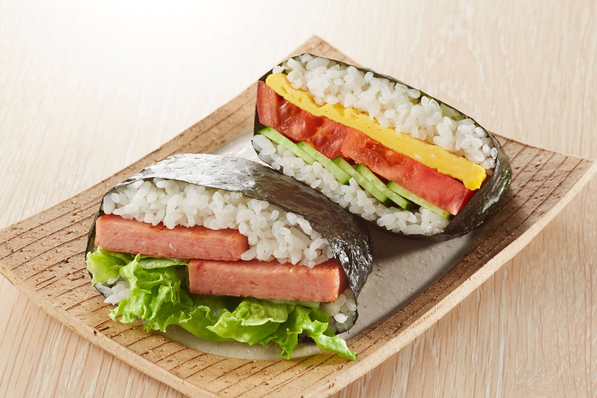 japanese rice sandwich onigirazu luncheon meat
