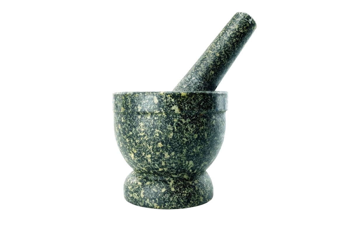 mortar pestle isolated on white background