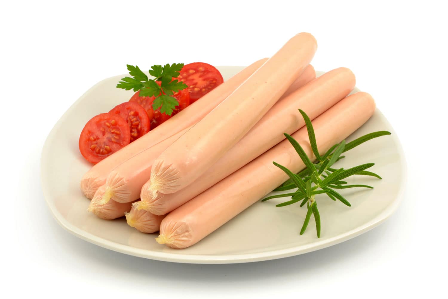 turkey sausages on a white background 