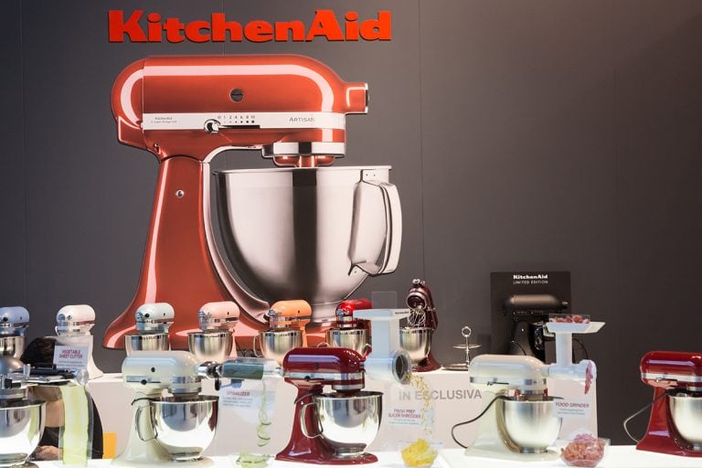 KitchenAid stand mixers on display at HOMI, Can I Trade In My KitchenAid Mixer?
