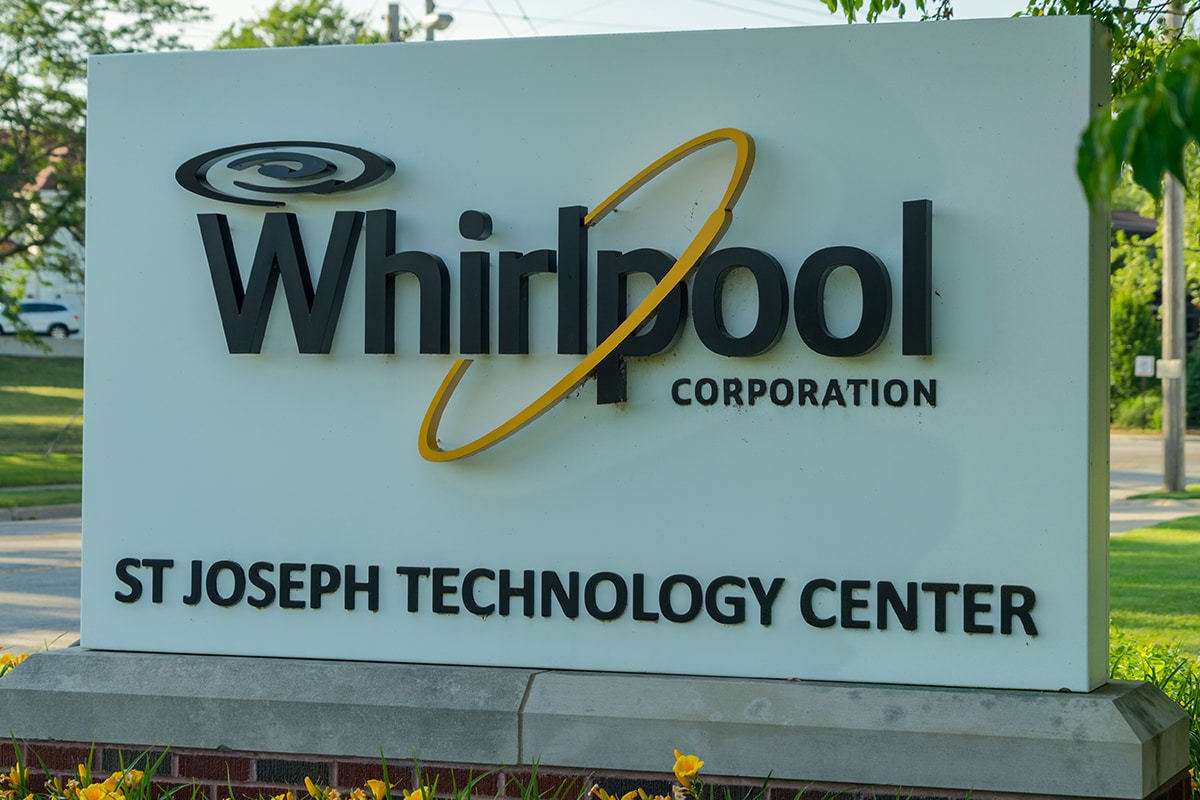 Whirlpool Corporation sign from various angles