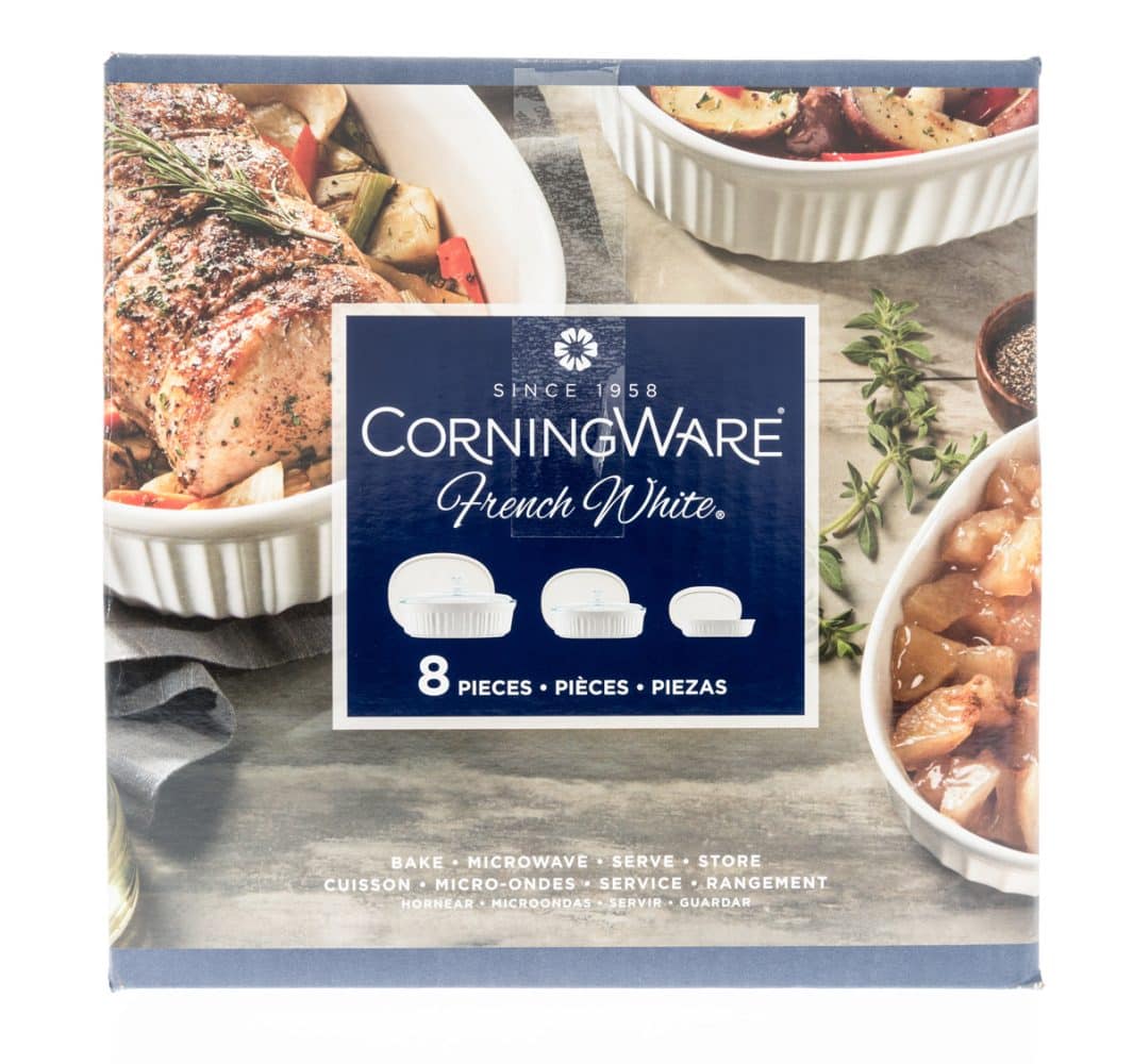 A package of CorningWare on an isolated background.
