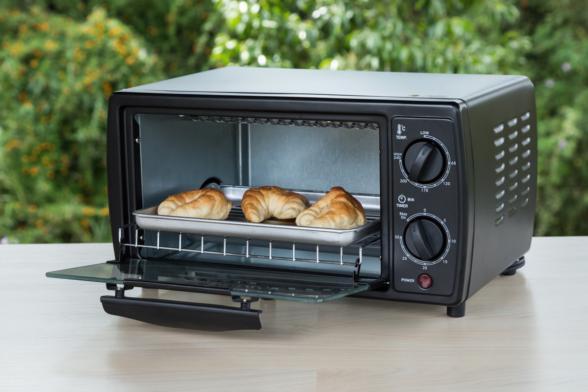 black toaster oven on natural