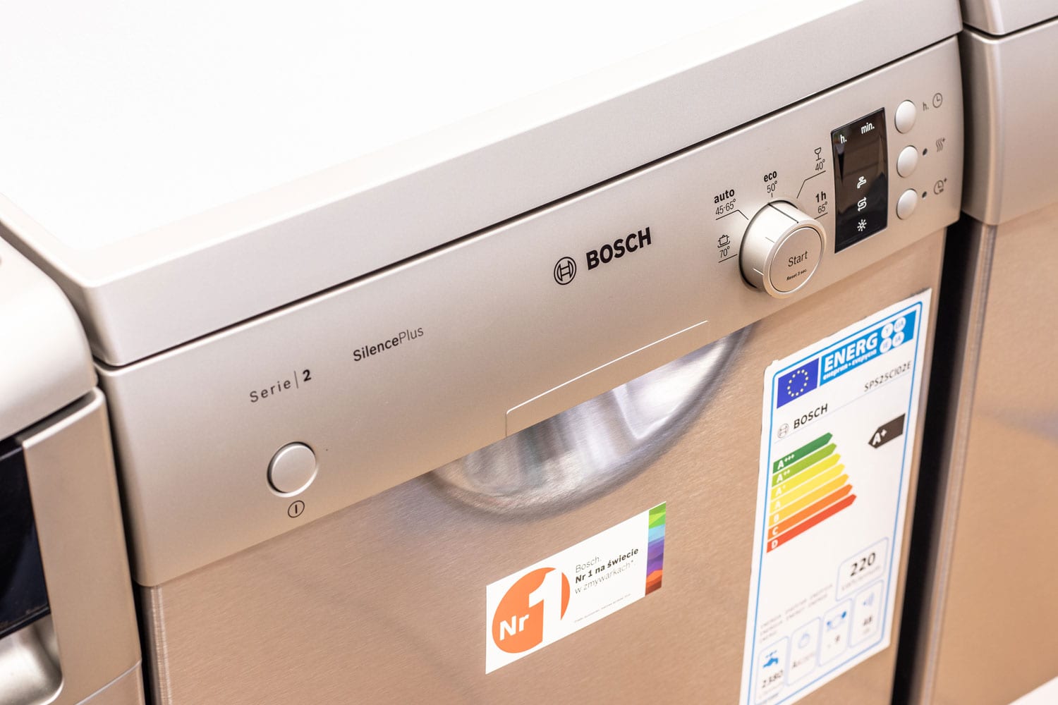 Bosch dishwasher displayed at an appliance store