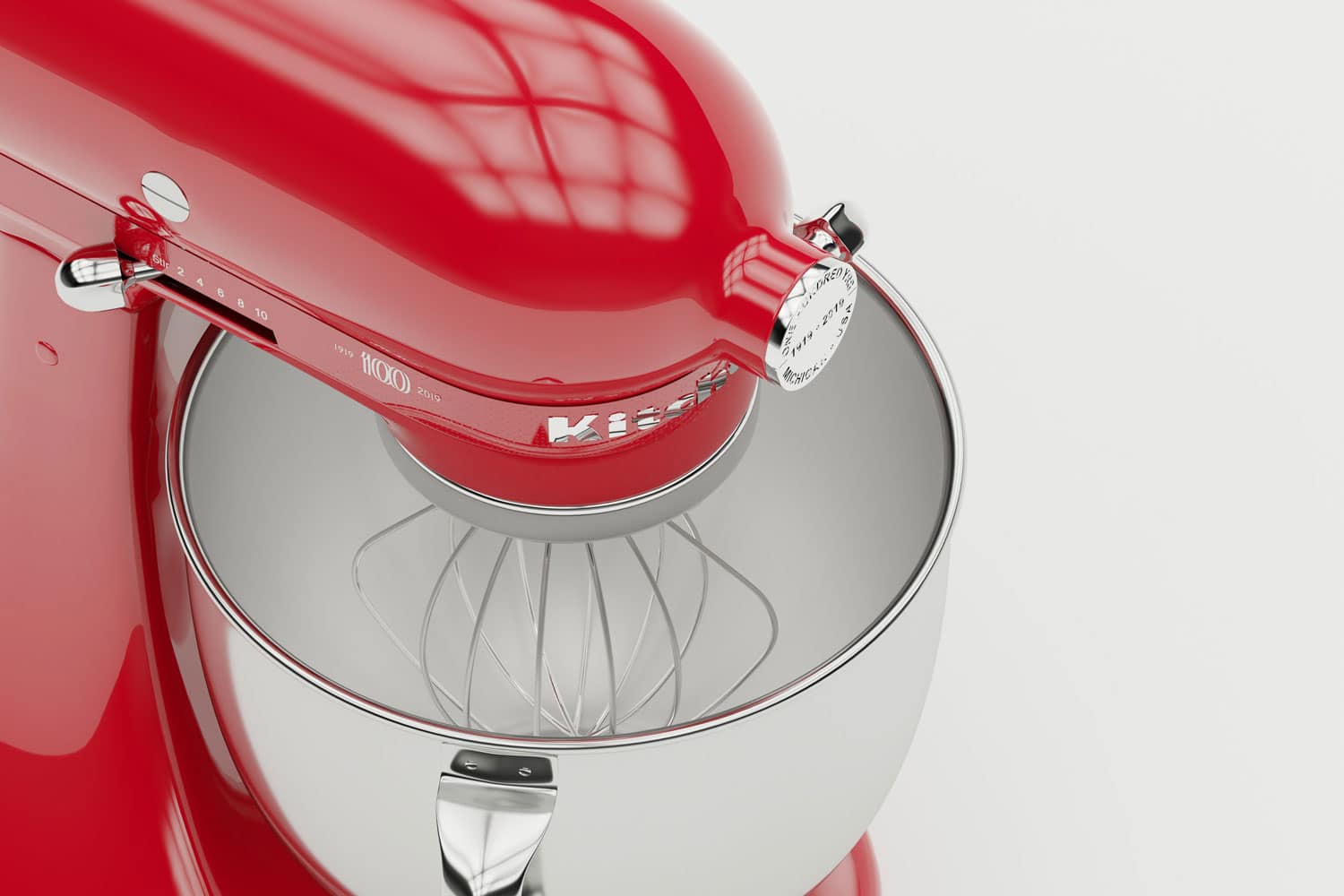 A red KitchenAid on a white background