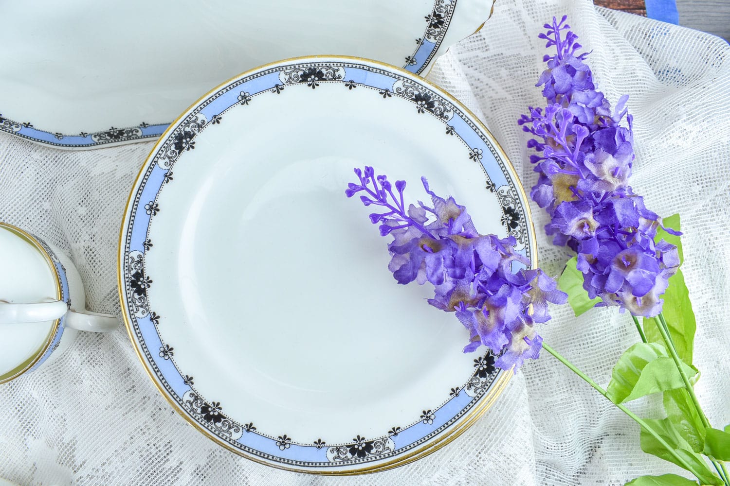 Lavender placed on top of bone China plate