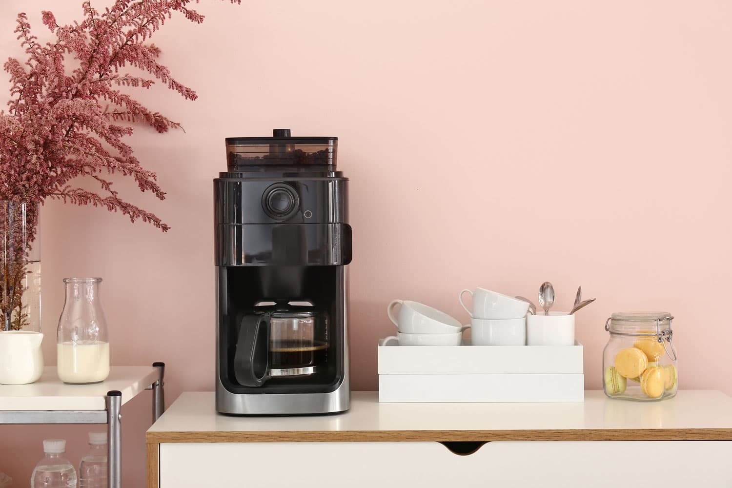 A coffee maker in the kitchen