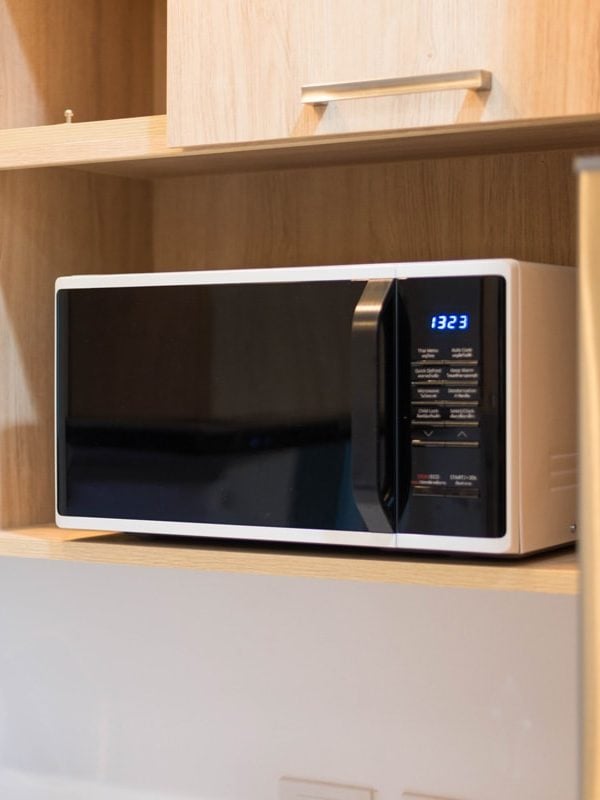 modern microwave in kitchen